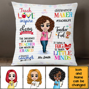 Teacher Appreciation Teach Love Inspire Pillow