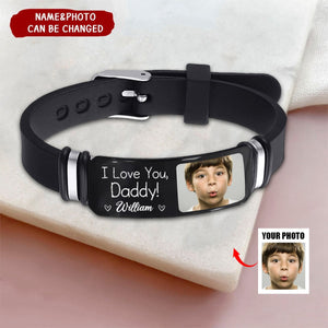 Custom I Love You Daddy Father's Day Gift - Personalized Photo Engraved Bracelet