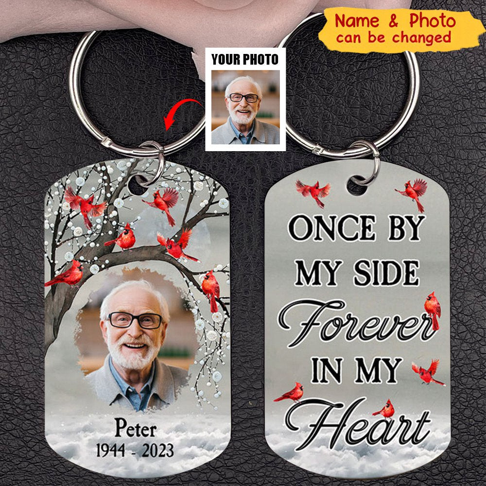 Memorial Cardinal Upload Photo, I Will Carry You With Me Until I See You Again Personalized Keychain