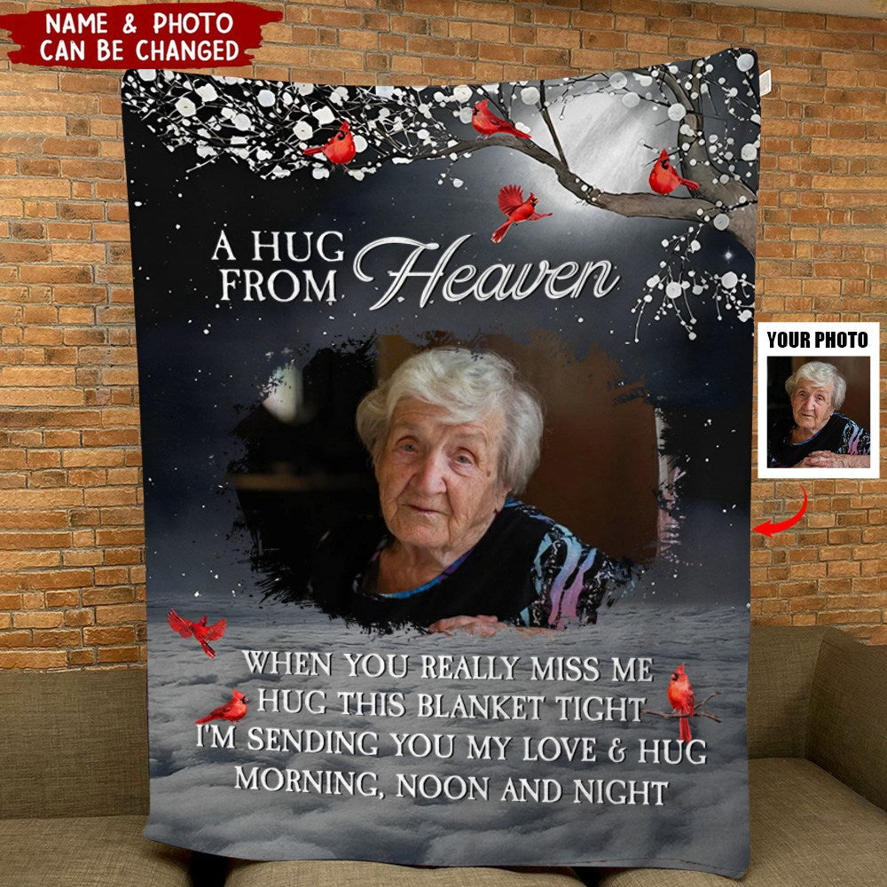 A Hug From Heaven - Personalized Photo Blanket - WEASTS