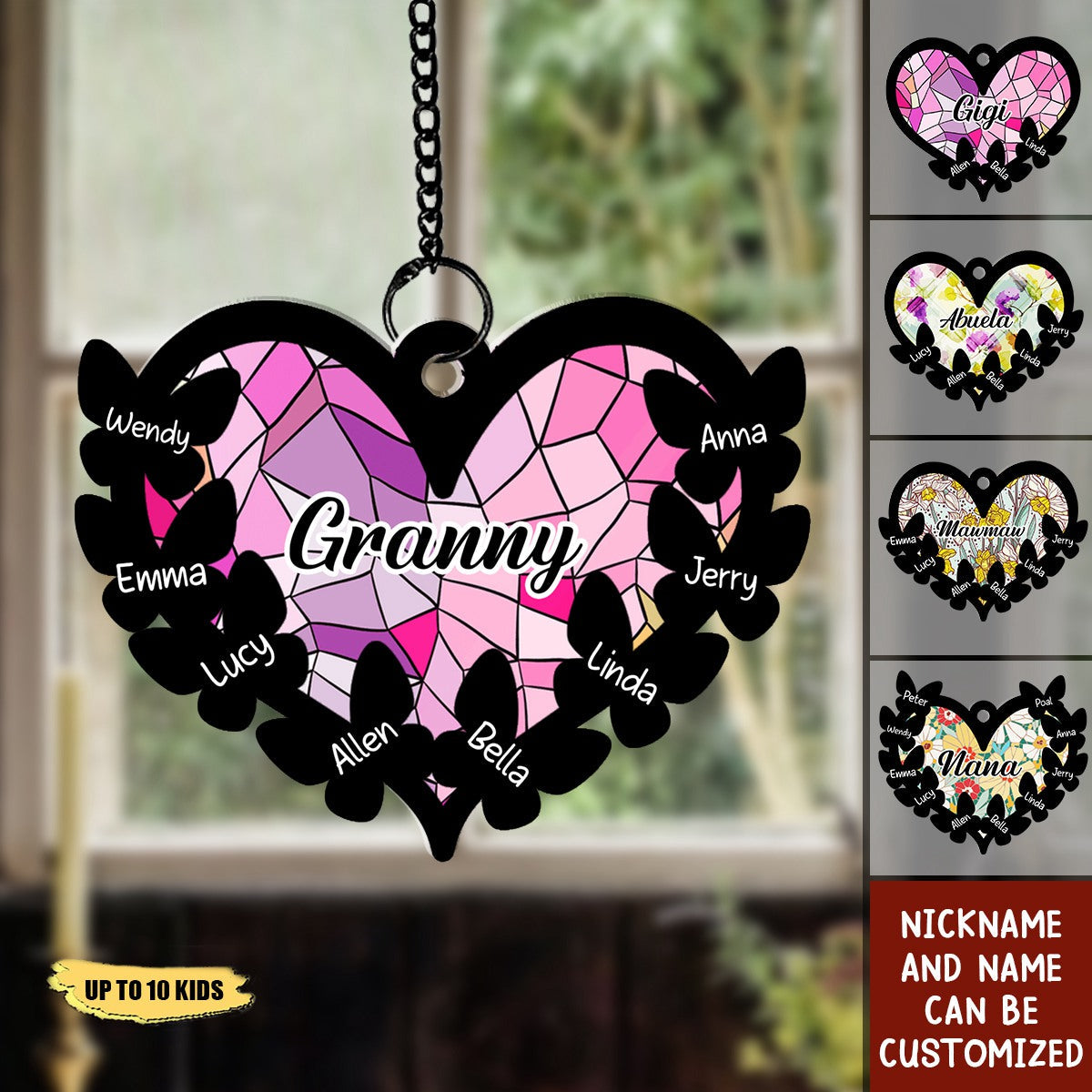 Butterfly Grandma - Personalized Window Hanging Suncatcher Ornament