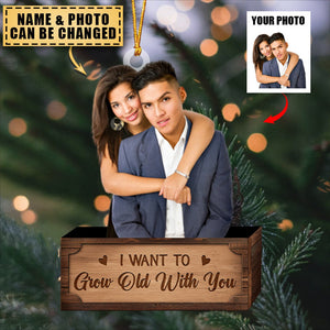 I Want To Grow Old With You - Personalized Custom Photo Mica Ornament - Christmas Gift For Couple, Wedding Couple, Married Couple, Wife, Husband