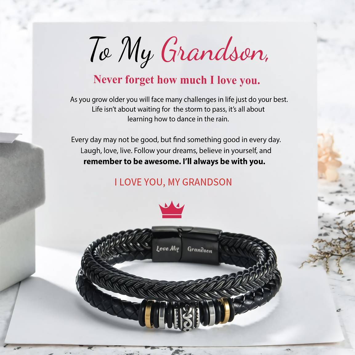 For Grandson - I Will Always Be With You Double-Row Bracelet - WEASTS