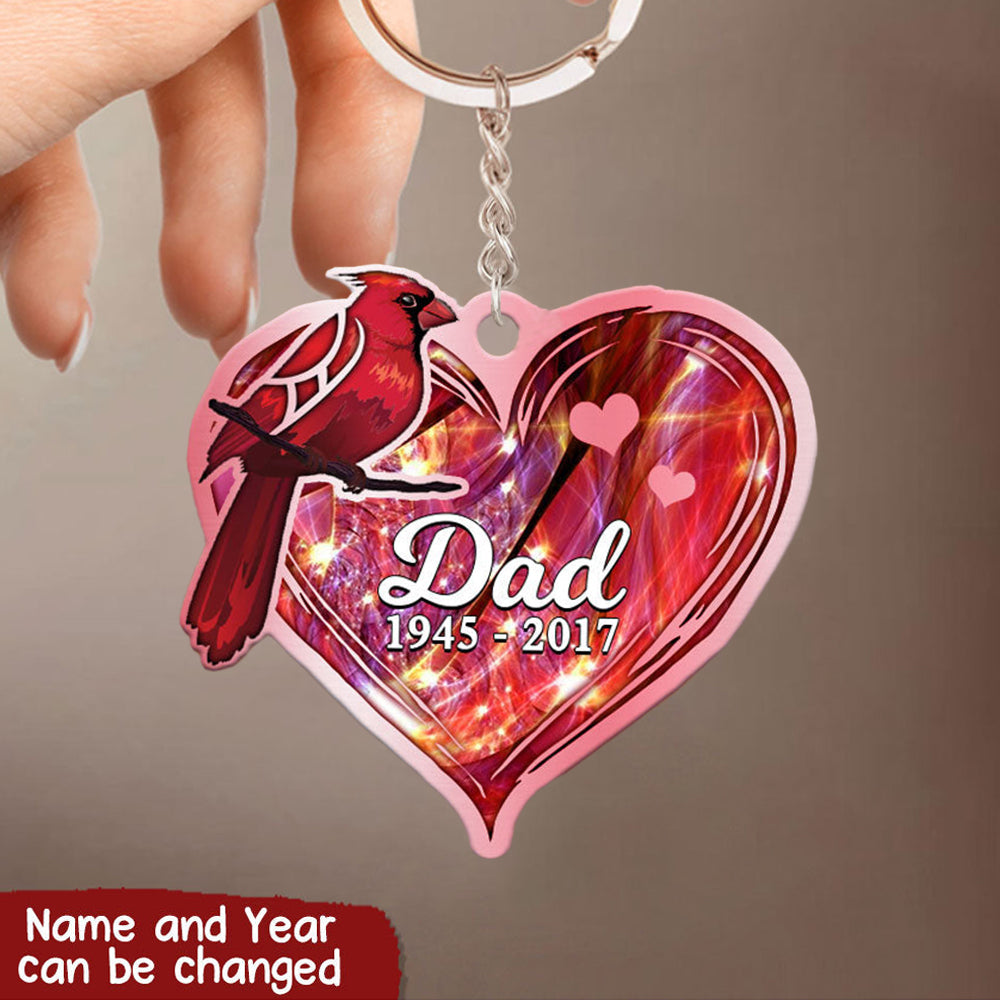 MEMORIAL CARDINAL CUSTOM NAME AND YEAR PERSONALIZED ACRYLIC KEYCHAIN