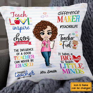 Teacher Appreciation Teach Love Inspire Pillow