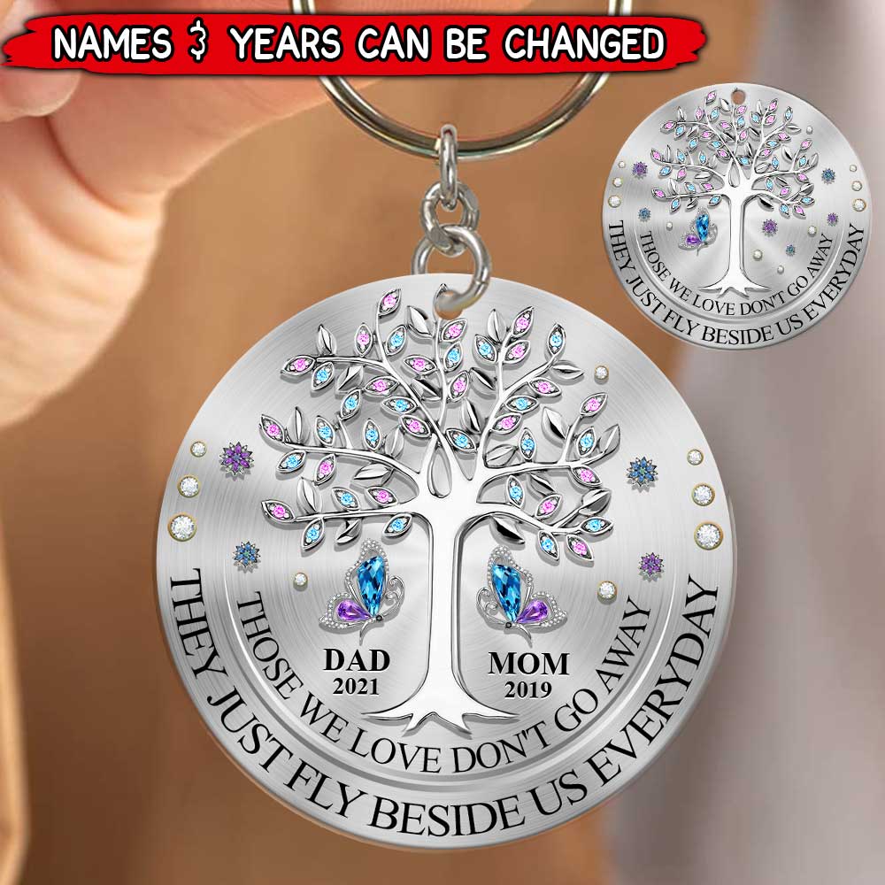 Sparkling Memorial Tree Butterfly Personalized Keychain WEASTS   SparklingMemorialTreeButterfly ThoseWeLoveFl 1200x 